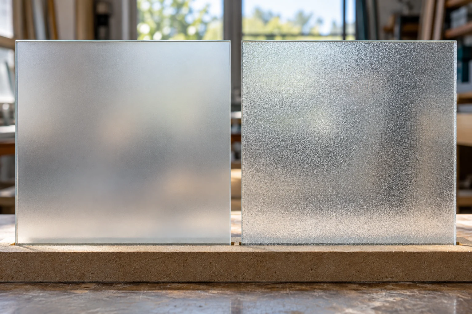 Etched glass samples — illustration