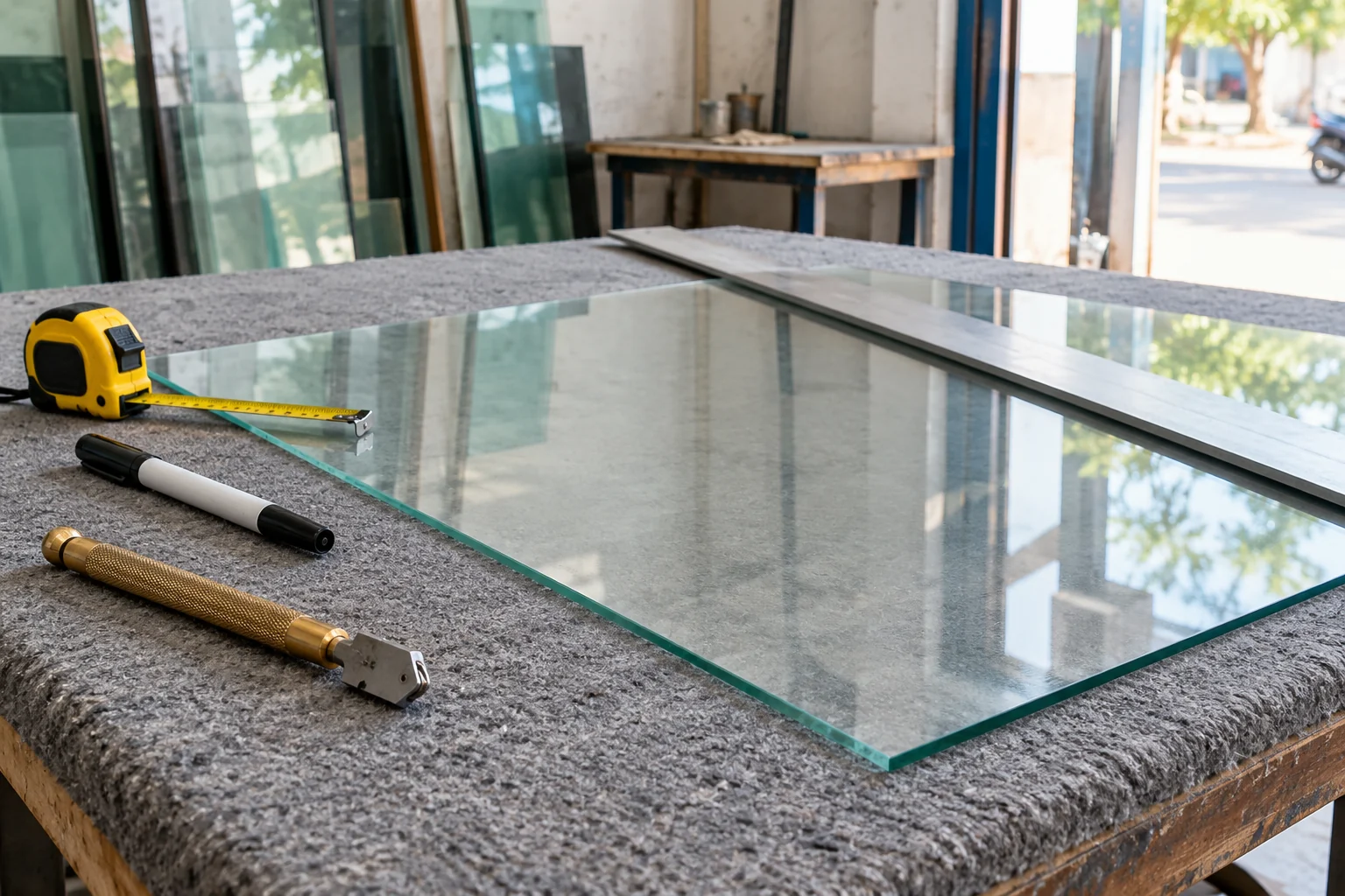 Glass preparation workbench — process illustration