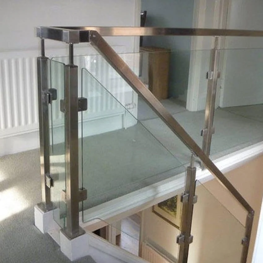 Clear glass staircase railing