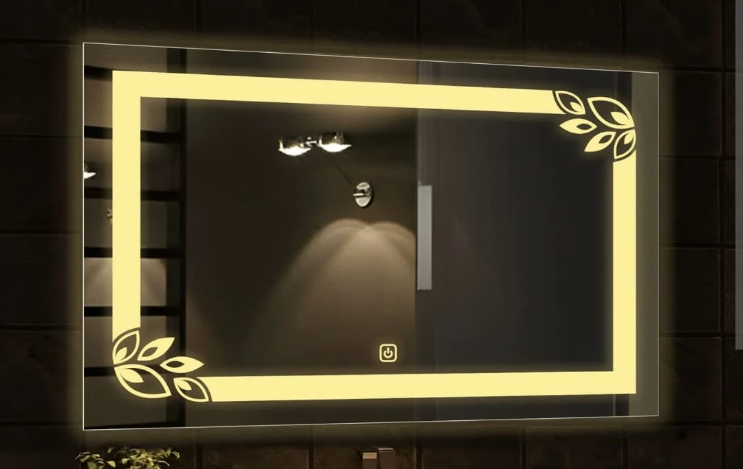 Illuminated rectangular mirror