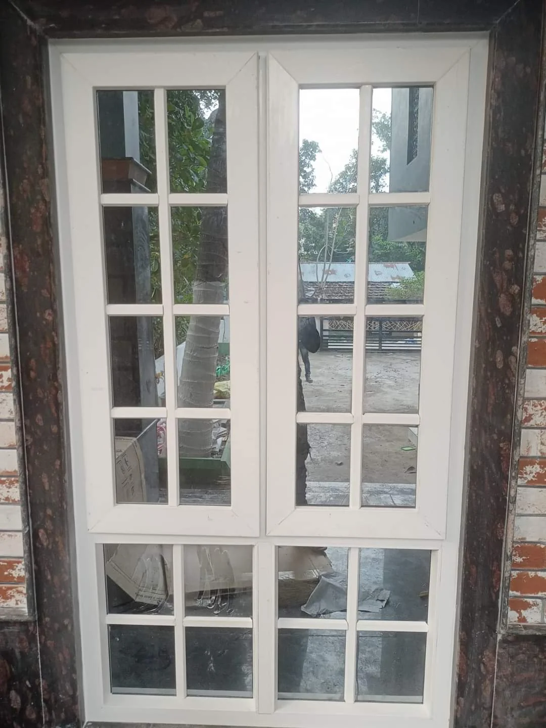 White-frame glazed doors
